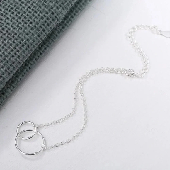 Sterling Silver Dainty Link Circle Bracelet Anklet - Picture 4 of 4